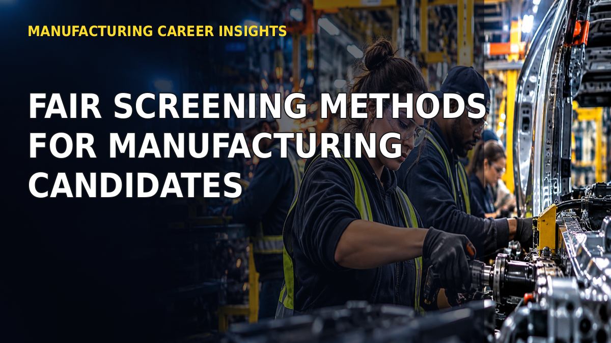 Fair Screening Methods for Manufacturing Candidates